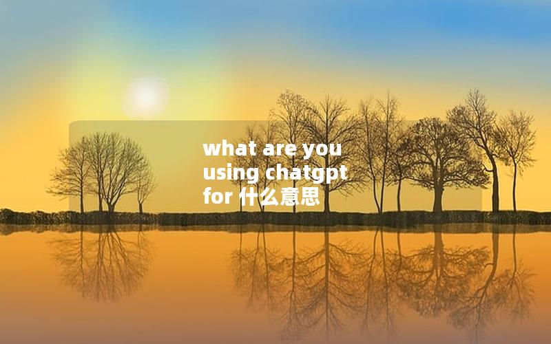 what are you using chatgpt for 什么意思